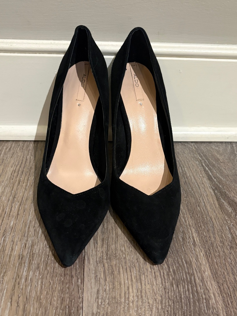 Aldo Black Suede Pointed Toe Pumps